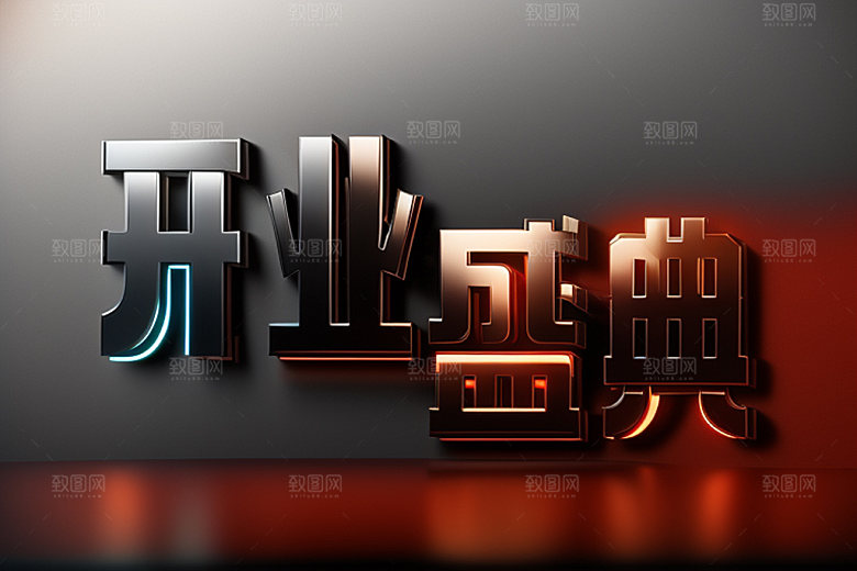 开业3D立体艺术字