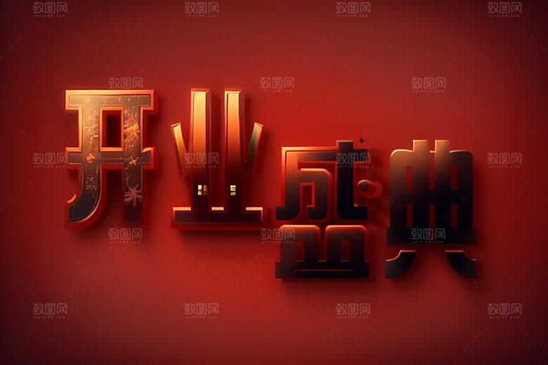 开业3D店铺艺术字