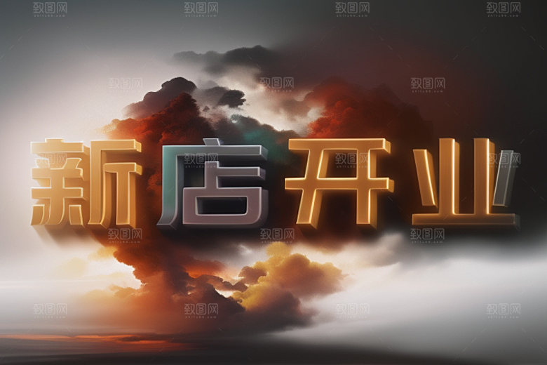 开业3D店铺艺术字