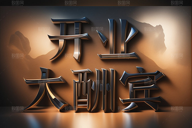 开业立体饭店艺术字