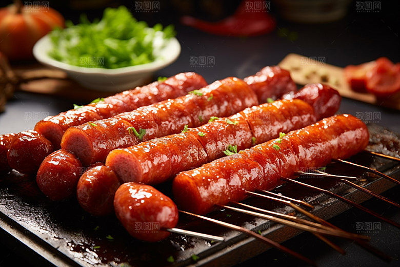 烤肠烤肉烧烤摄影图