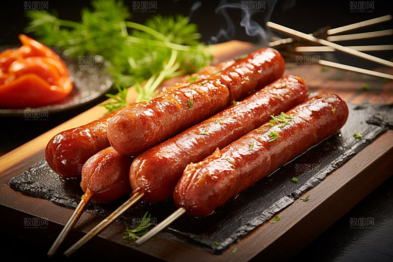 烤肠高清烤肉摄影图