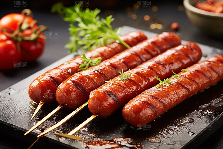 烤肠烤肉美食摄影图