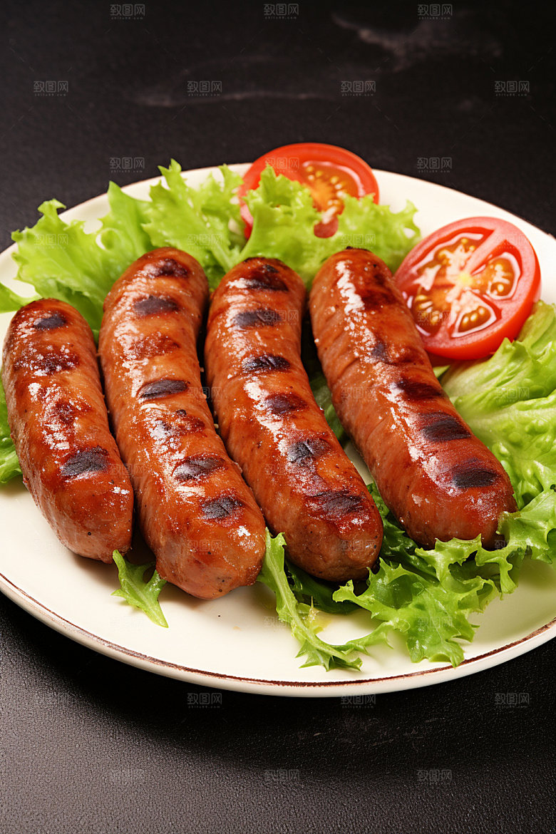 烤肠美食烤肉摄影图