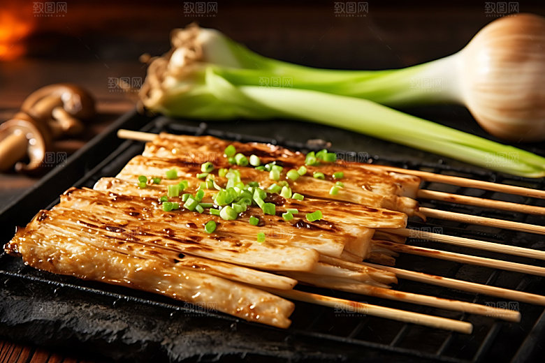 烤金针菇餐饮美味摄影图