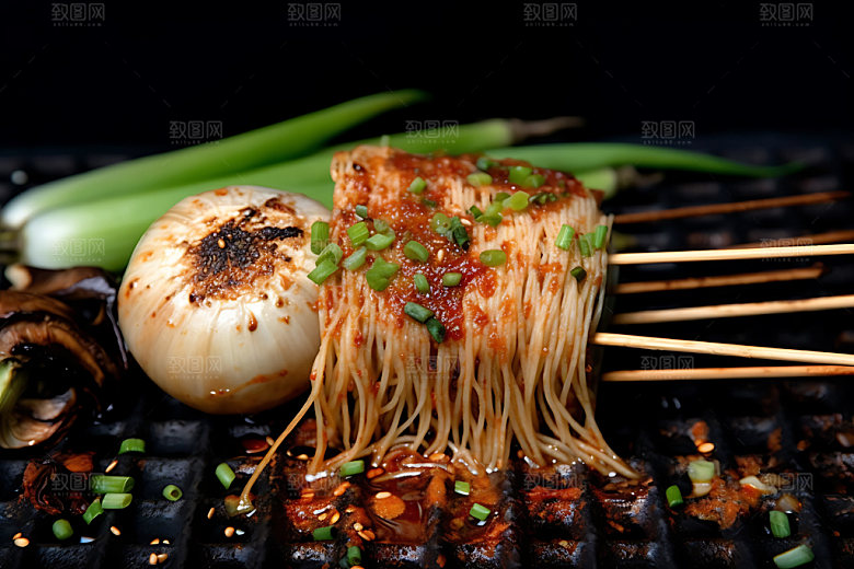 烤金针菇高清撸串摄影图