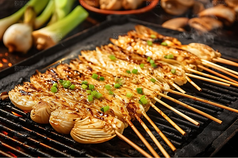 烤金针菇烧烤高清摄影图