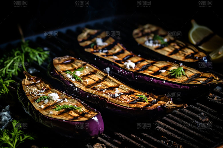 烤茄子美味高清摄影图