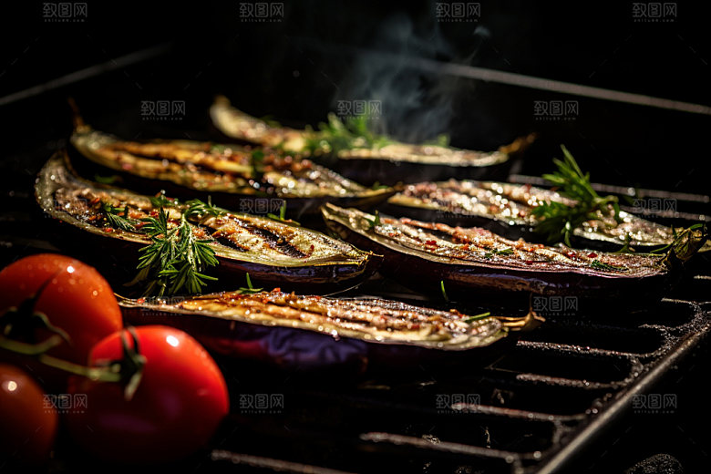 烤茄子美味高清摄影图