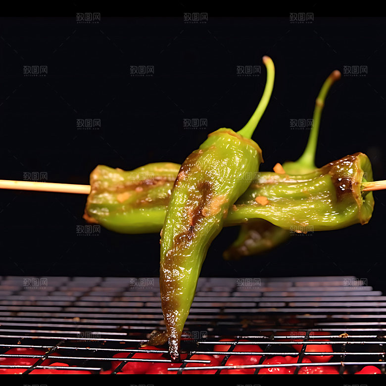 烤青椒餐饮美味摄影图