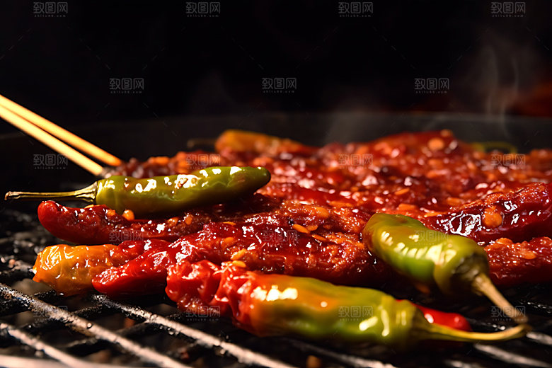 烤青椒餐饮烧烤摄影图