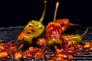 烤青椒美味美食摄影图