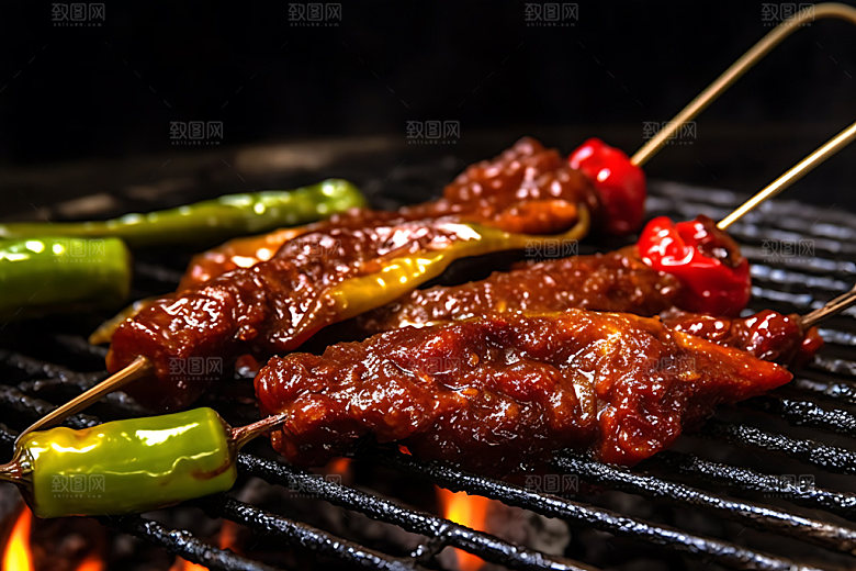 烤青椒美味美食摄影图