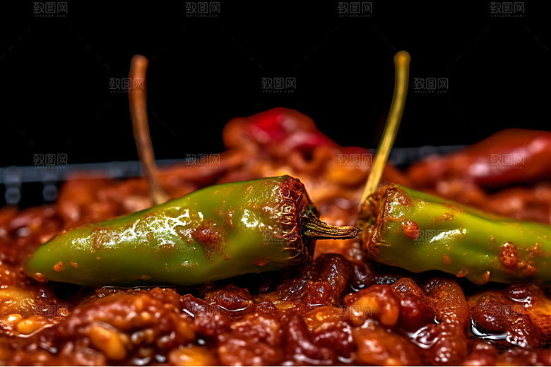 烤青椒餐饮撸串摄影图