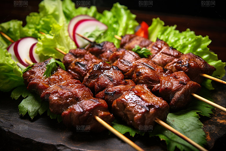 烤肉串美味美食摄影图