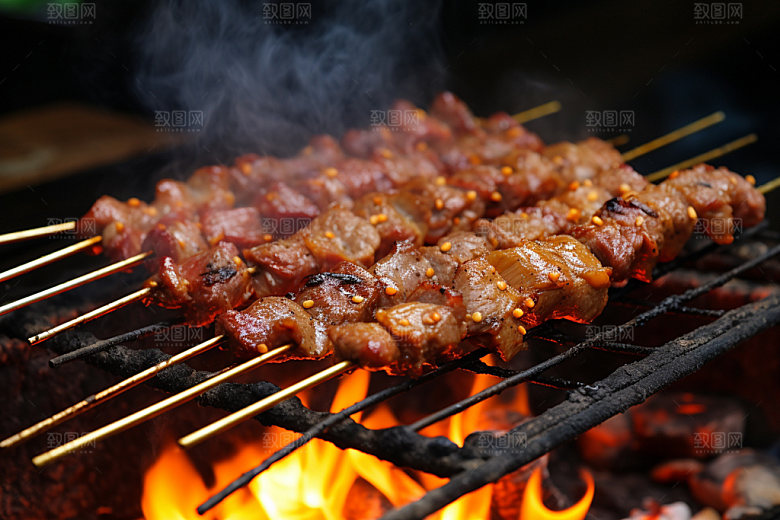 烤肉串美食热辣摄影图