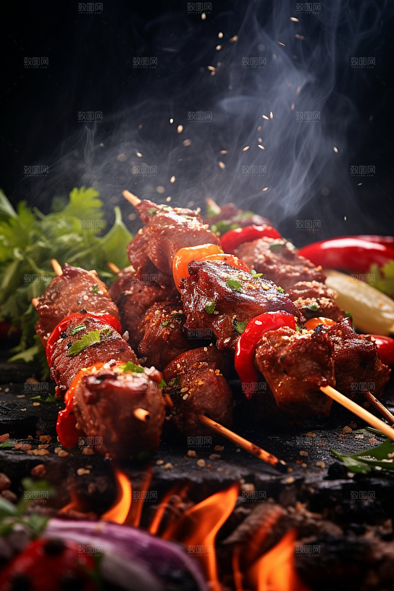 烤肉串烧烤高清摄影图