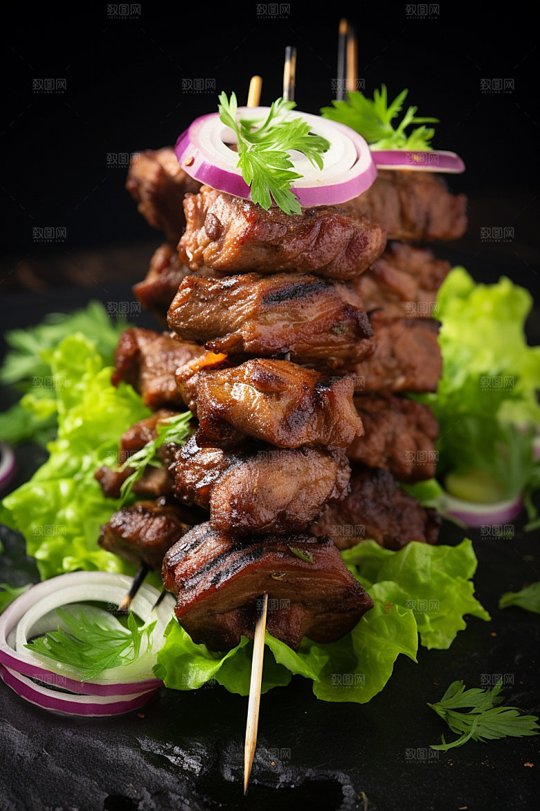 烤肉串烧烤美味摄影图