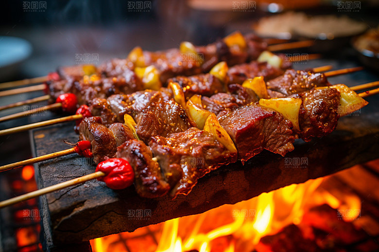烤肉串高清美食摄影图