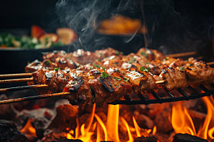 烤肉串美味美食摄影图