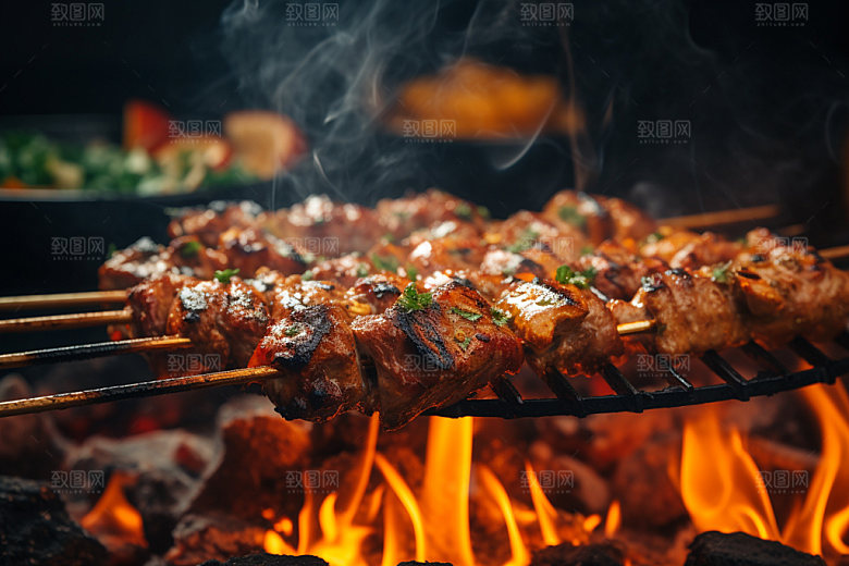 烤肉串美味美食摄影图