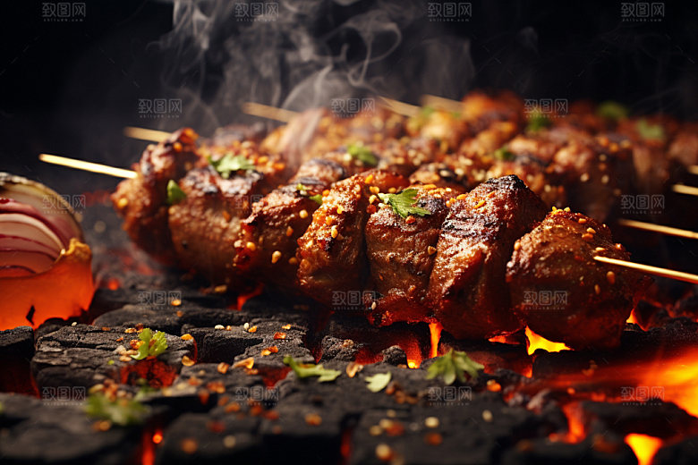 烤肉串美食高清摄影图