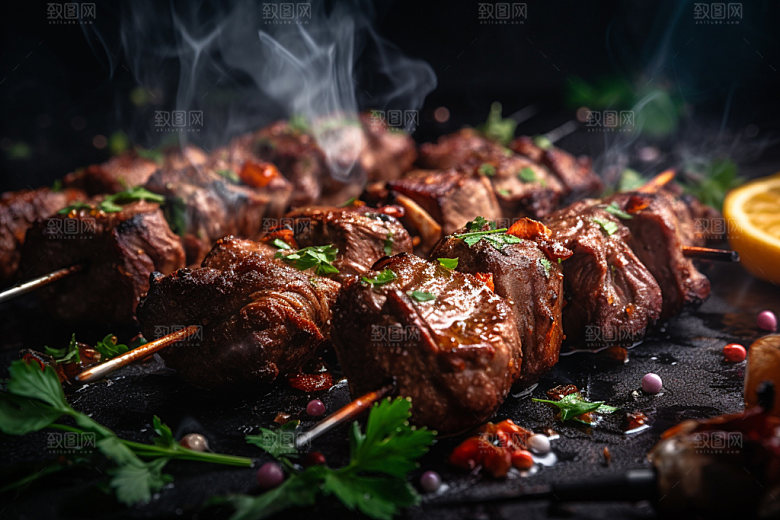 烤肉串美食美味摄影图