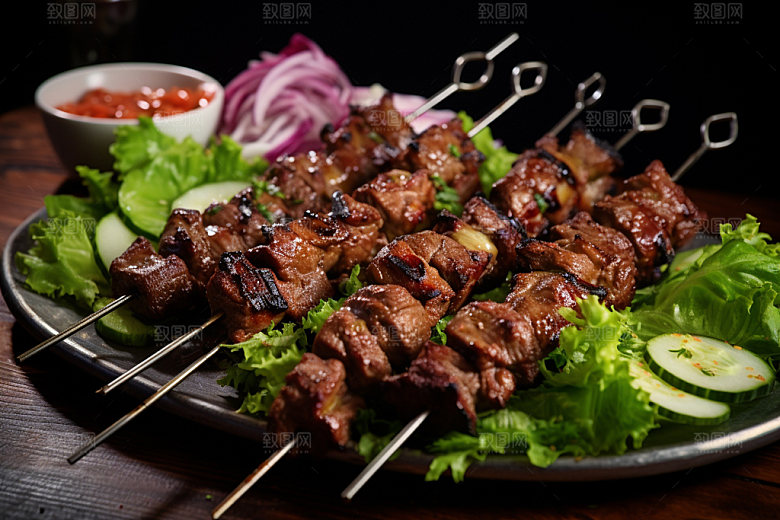 烤肉串美食烧烤摄影图