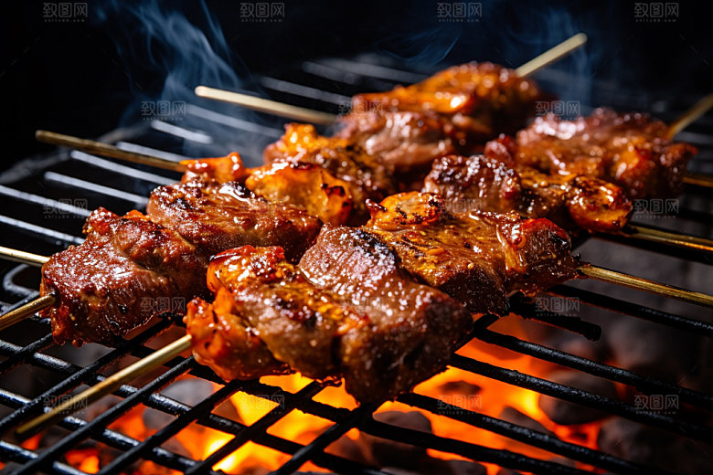 烤肉串高清烧烤摄影图
