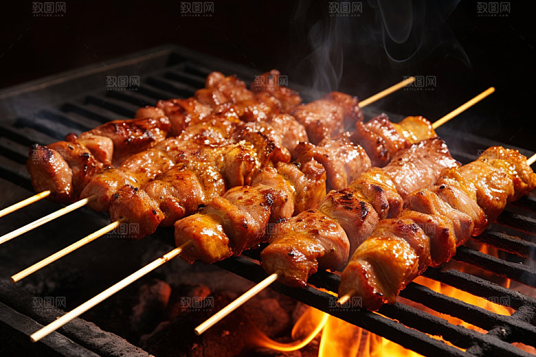 烤肉串美食烧烤摄影图