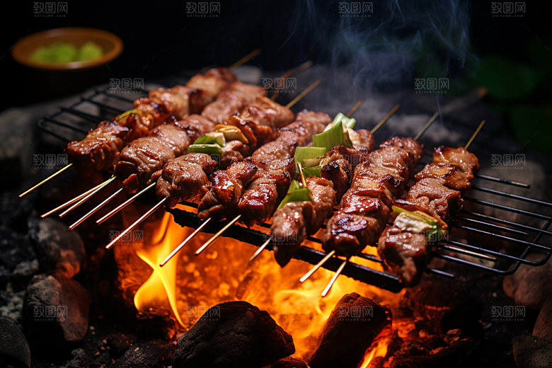 烤肉串高清美食摄影图