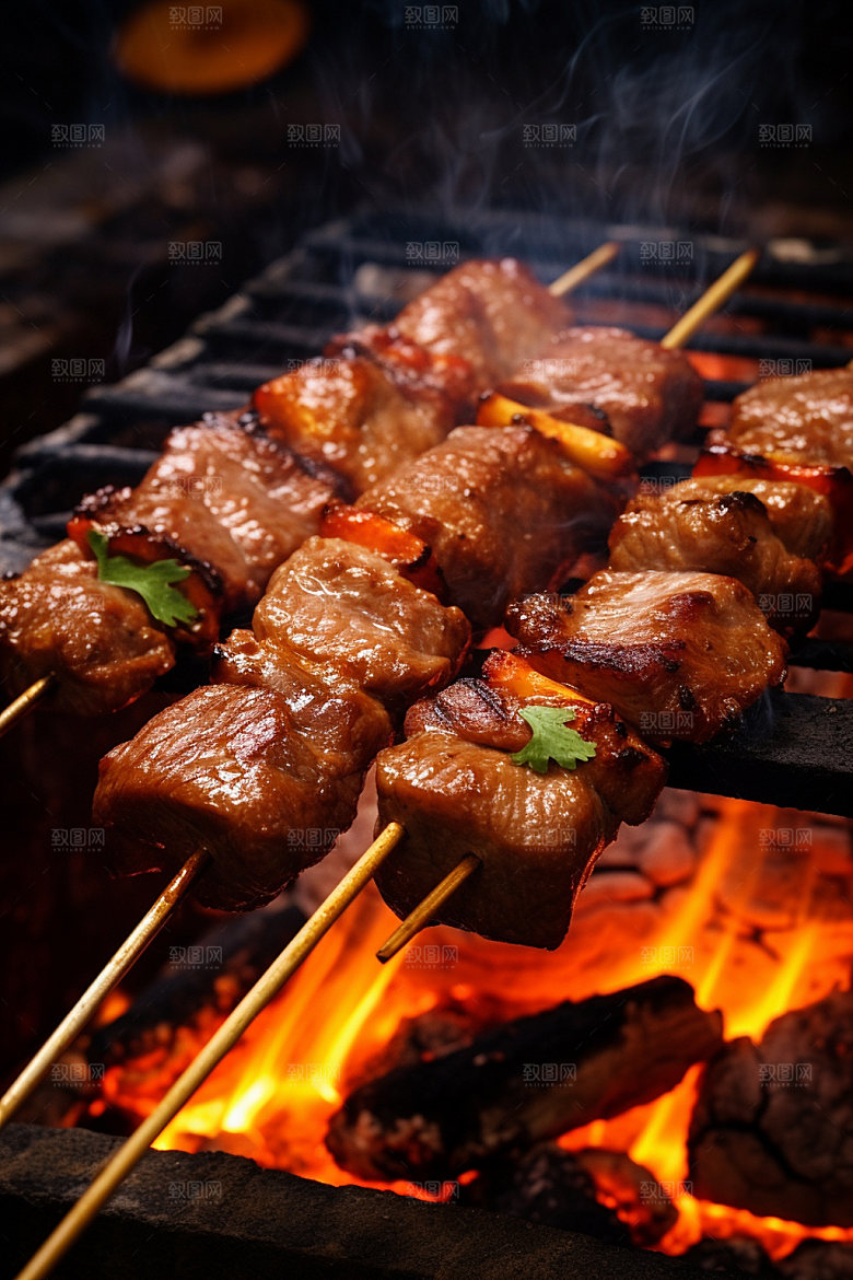 烤肉串美食烧烤摄影图