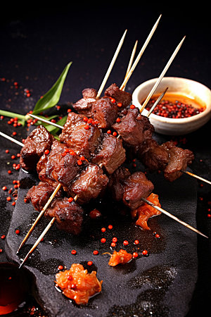 烤肉串热辣烧烤摄影图