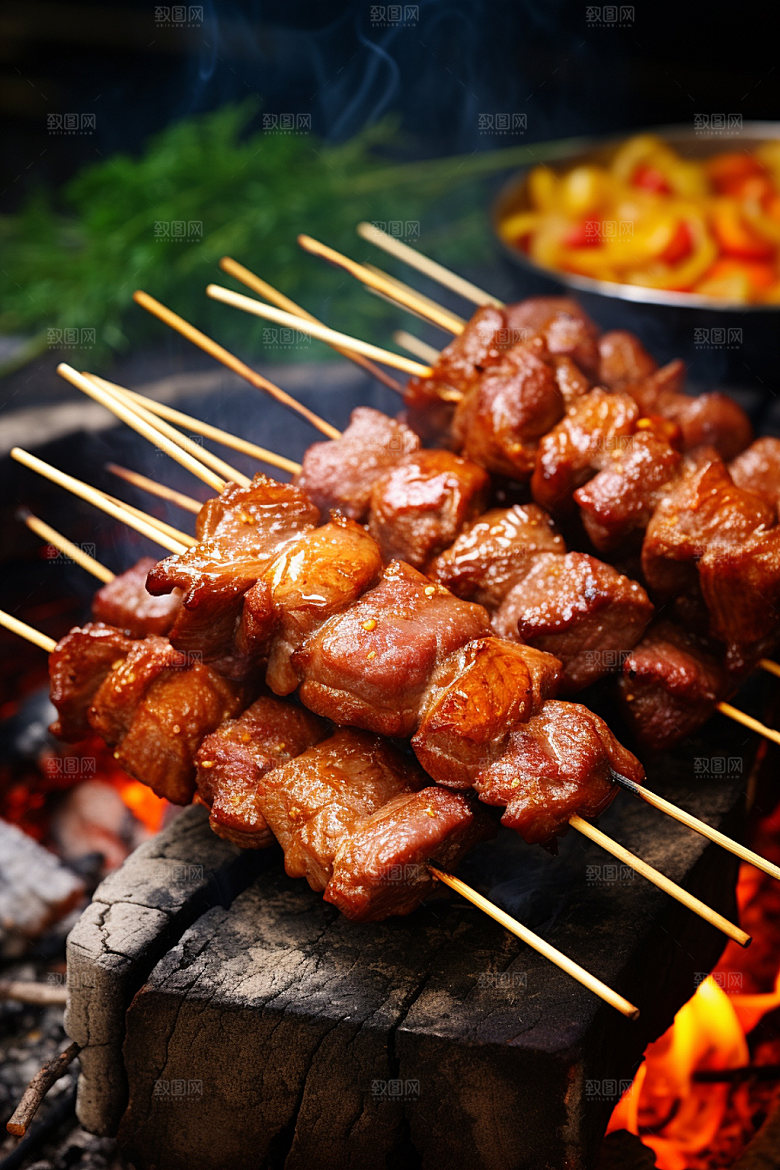 烤肉串高清美食摄影图