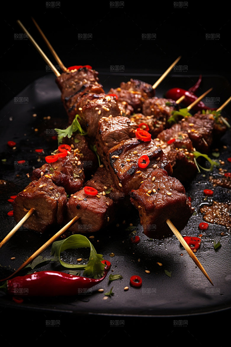 烤肉串高清美味摄影图