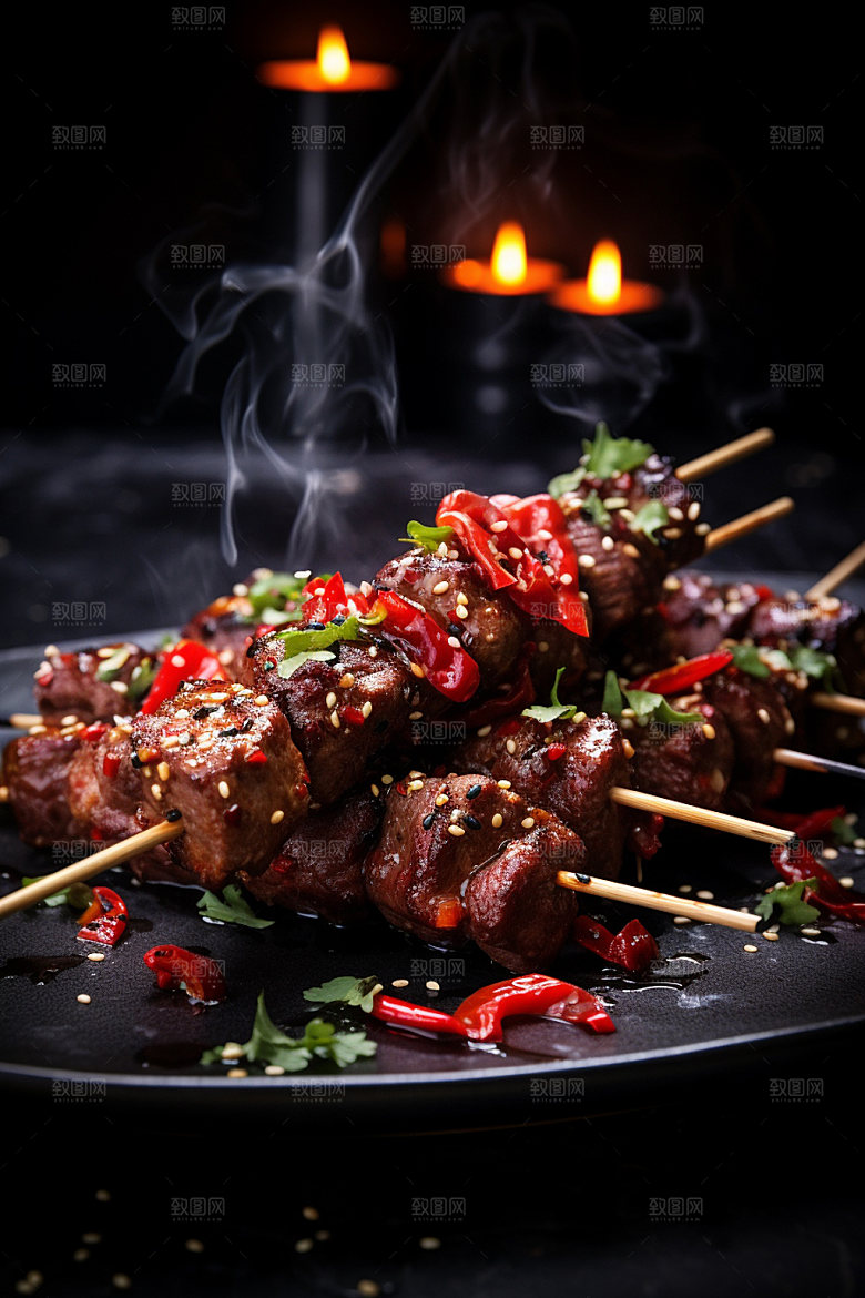 烤肉串烧烤高清摄影图