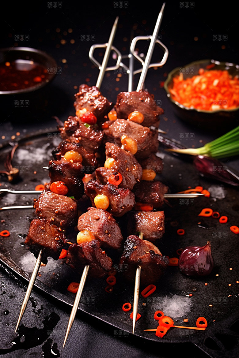 烤肉串美味烧烤摄影图