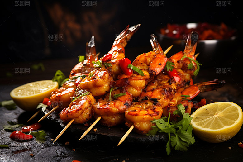 烤大虾美食高清摄影图
