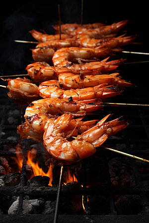 烤大虾海鲜美味摄影图