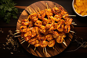 烤大虾美食海鲜摄影图