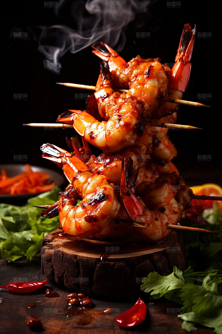 烤大虾美味海鲜摄影图