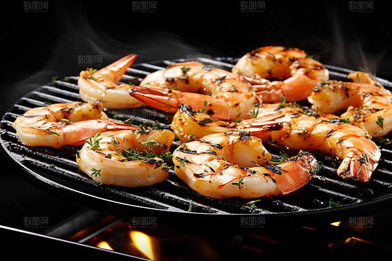 烤大虾美食高清摄影图