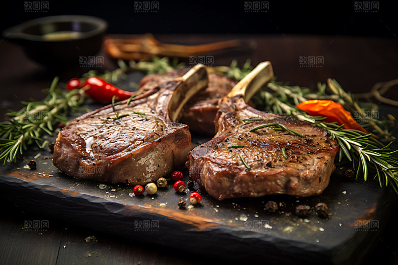烤羊排烤肉烧烤摄影图