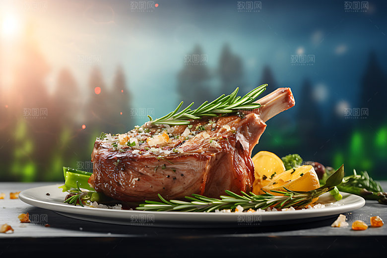 烤羊排食物烤肉摄影图