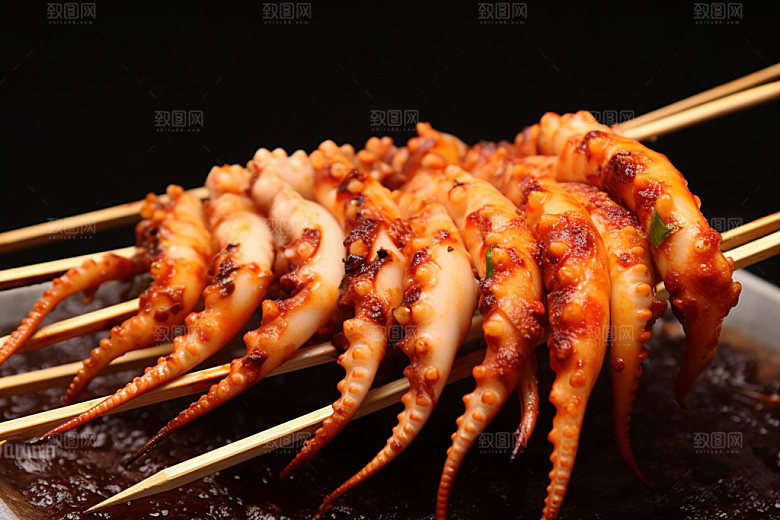 烤鱿鱼高清美食摄影图