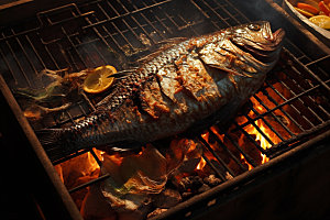 烤鱼高清美食摄影图