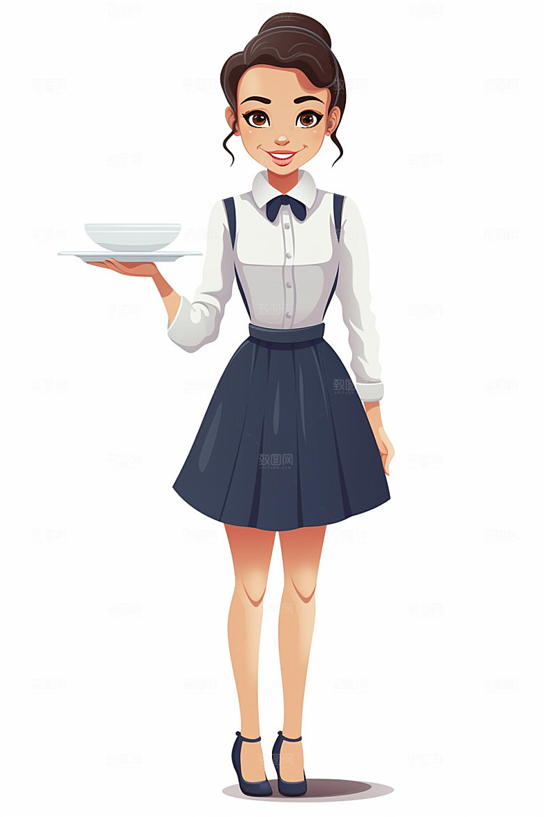 卡通服务员饭店人物素材