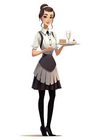 卡通服务员饭店人物素材