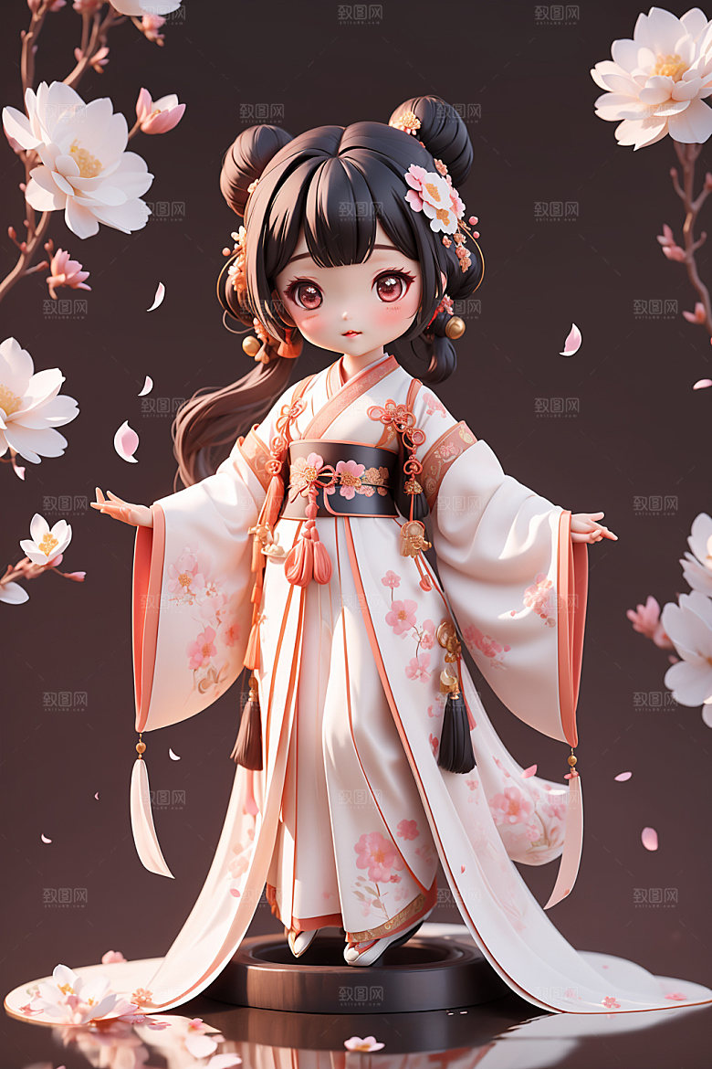 汉服少女人物可爱模型
