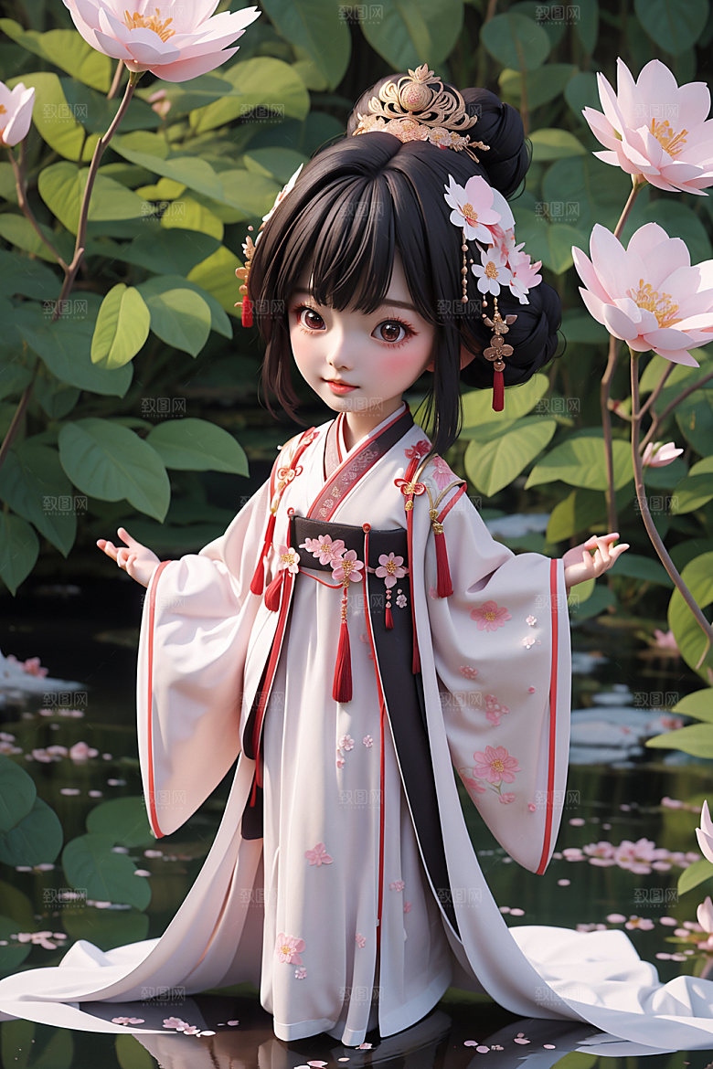 汉服少女甜美立体模型